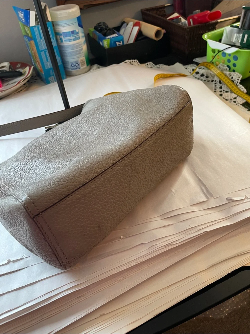kate spade Gray Pebbled Leather Shoulder Bag